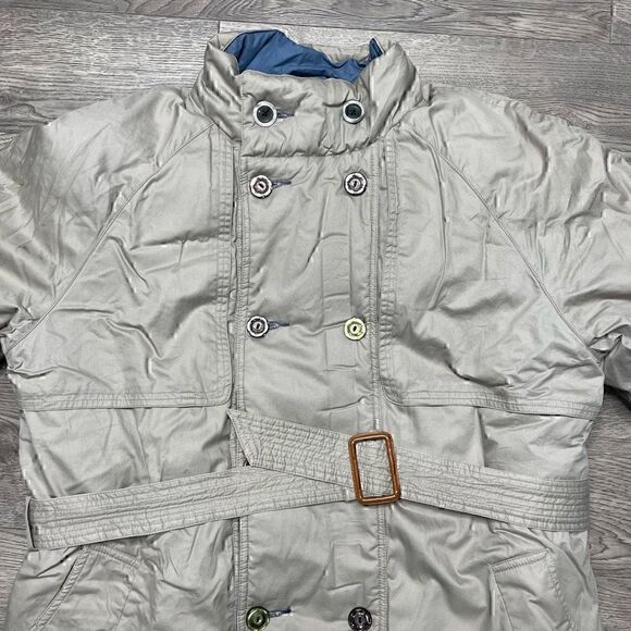 Eddie Bauer Goose Down Winter Jacket Trenchcoat Womens Medium Petite Reversible - Picture 2 of 16